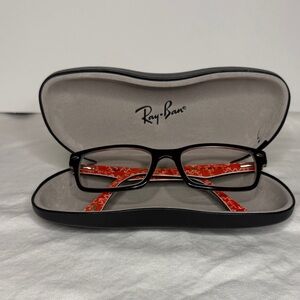 Ray-Ban Black Frame with Red Patterned Arms
